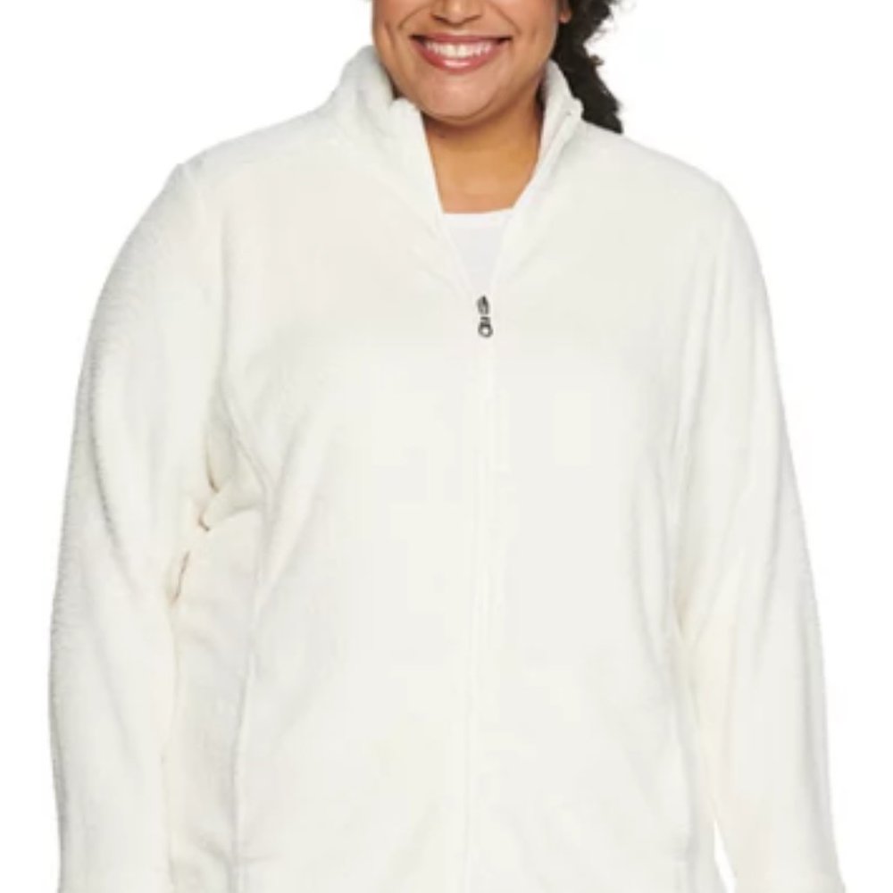 Plus size Croft & Barrow Minky Mockneck Zip Front Jacket/White/XL